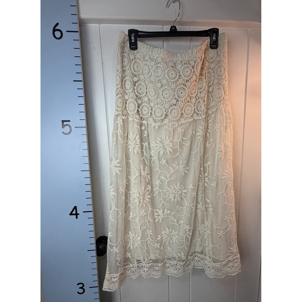 Cato Ivory Lace Maxi Skirt Size Large Floral Boho Festival Ethereal Fairy